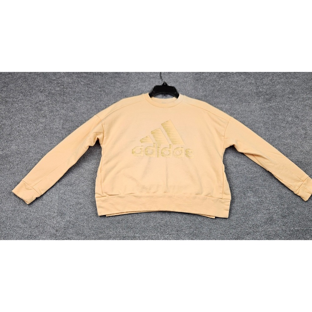 Adidas Womens Peach Crewneck Sweatshirt Pleated Back Side Zip Fleece Pullover M